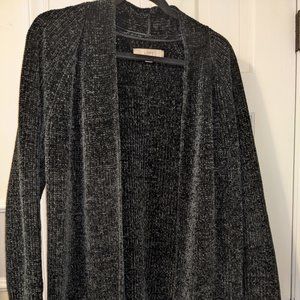 Thick black open front cardigan